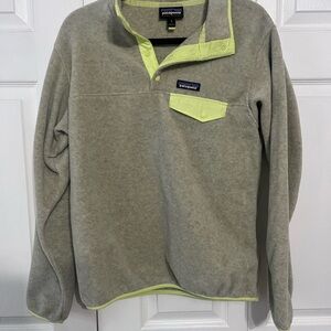 Women’s Patagonia Synchilla Light Gray Fleece with Neon Trim